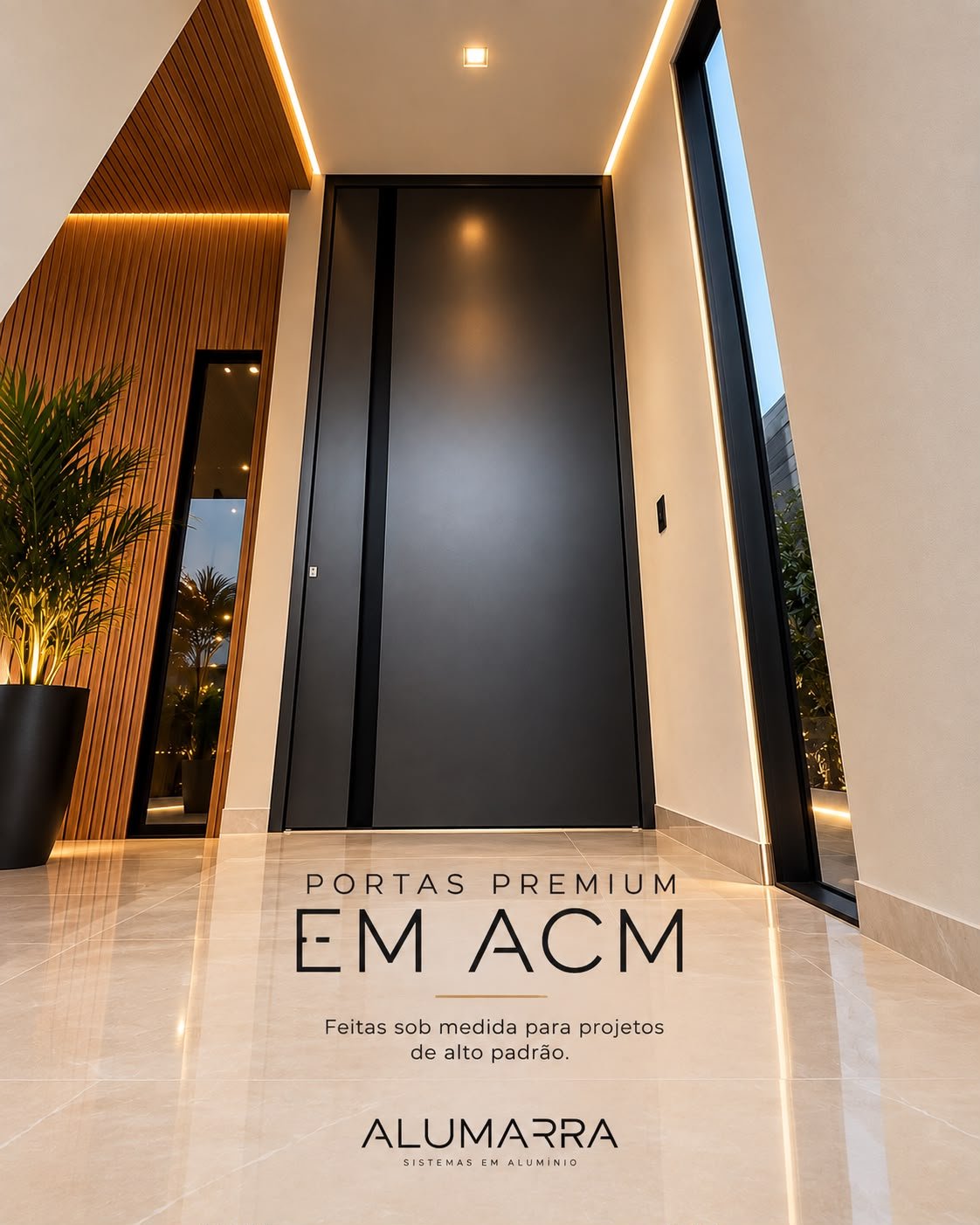 Peça da Alumarra: portas premium em ACM feitas sob medida