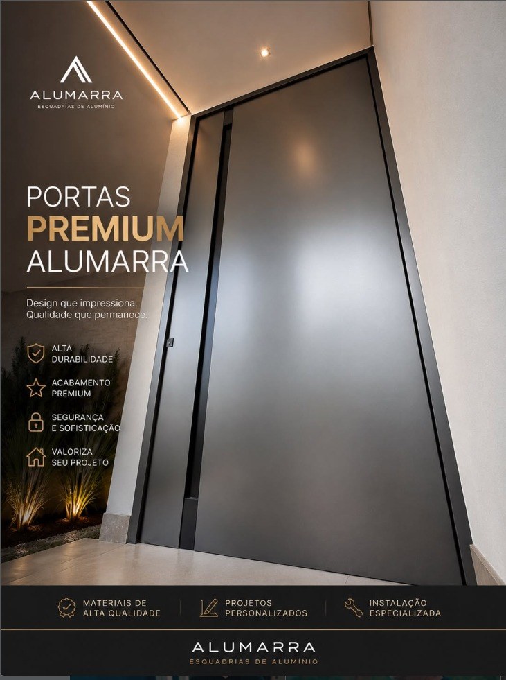 Peça da marca Alumarra sobre portas premium